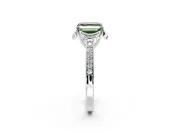 Floral Engagement Ring Setting for Fancy Green Asscher Cut Center with Four Accent Clusters and Prong Head in Platinum