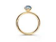 Low-Set Solitaire Engagement Ring Setting for Fancy Blue Oval Center with Thin Plain Band and Prong Head in Yellow Gold