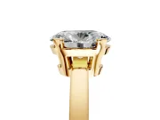 Solitaire Engagement Ring Setting for Oval Center with Plain Band and Flat Tab Prong Head in Yellow Gold