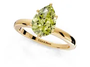 Solitaire Engagement Ring Setting for Fancy Yellow Pear-Shaped Center with Plain Band and Tulip Prong Head in Yellow Gold