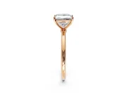 Solitaire Engagement Ring Setting for Princess Cut Center with Straight Thin Band and Prong Head in Rose Gold