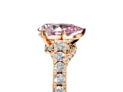 Solitaire Engagement Ring Setting for Fancy Pink Pear-Shaped Center with Crossover Accents and Prong Head in Rose Gold