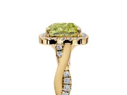 Halo Engagement Ring Setting for Fancy Yellow Cushion Cut Center with Twist Band and Prong Head in Yellow Gold