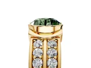 Bezel Engagement Ring Setting for Fancy Green Round Cut Center with Wide Channel-Set Band and Bezel Head in Yellow Gold