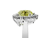 Starburst Halo Engagement Ring Setting for Fancy Yellow Heart-Shaped Center with Flat Cathedral Band and Prong Head in Platinum