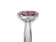 Solitaire Engagement Ring Setting for Fancy Pink Emerald Cut Center with Reverse Tapered Band and Prong Head in Sterling Silver