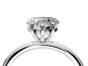 Low-Set Solitaire Engagement Ring Setting for Heart-Shaped Center with Thin Plain Band and Prong Head in White Gold