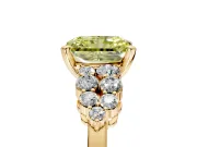 Cluster Engagement Ring Setting for Fancy Yellow Radiant Cut Center with 2-Row Shoulder Clusters and Prong Head in Yellow Gold