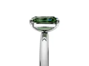 Low-Set Solitaire Engagement Ring Setting for Fancy Green Emerald Cut Center with Thin Plain Band and Prong Head in White Gold