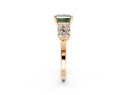 Cluster Engagement Ring Setting for Fancy Green Princess Cut Center with 2-Row Shoulder Clusters and Prong Head in Rose Gold