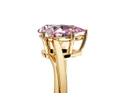 Solitaire Engagement Ring Setting for Fancy Pink Pear-Shaped Center with Plain Bypass Twist Band and Prong Head in Yellow Gold
