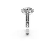 Milgrain Halo Engagement Ring Setting for Oval Center with Pave Band and Prong Head in Platinum