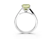 Solitaire Engagement Ring Setting for Fancy Yellow Asscher Cut Center with Tapered Split Shoulders and Prong Head in White Gold