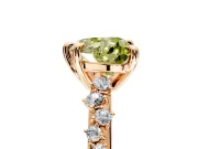 Solitaire Engagement Ring Setting for Fancy Yellow Heart-Shaped Center with Trailing Leaf Accent Band and Prong Head in Rose Gold