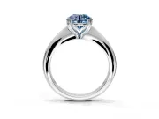 Solitaire Engagement Ring Setting for Fancy Blue Round Cut Center with Reverse Tapered Band and Prong Head in Sterling Silver