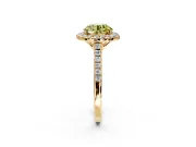 Halo Engagement Ring Setting for Fancy Yellow Round Cut Center with Raised Halo, Pave Band and Prong Head in Yellow Gold