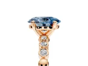 Solitaire Engagement Ring Setting for Fancy Blue Oval Center with Bezel-Dot Beaded Band and Prong Head in Rose Gold
