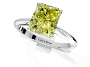 Solitaire Engagement Ring Setting for Fancy Yellow Radiant Cut Center with Knife Ridge Band and Claw Prong Head in Platinum