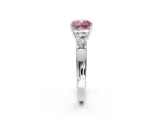 5 Stone Engagement Ring Setting for Fancy Pink Cushion Cut Center with Plain Band and Prong Head in Sterling Silver