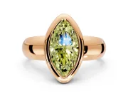Solitaire Engagement Ring Setting for Fancy Yellow Marquise Center with Wide Band and Bezel Head in Rose Gold