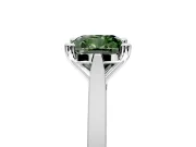 Solitaire Engagement Ring Setting for Fancy Green Cushion Cut Center with Tapered Shoulders and Prong Head in White Gold