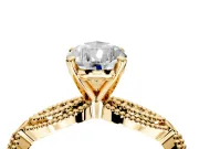 Solitaire Engagement Ring Setting for Pear-Shaped Center with Marquise Panel Band and Prong Head in Yellow Gold