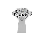 Halo Engagement Ring Setting for Round Cut Center with Square Band and Prong Head in Platinum
