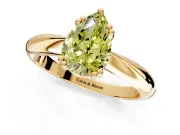 Solitaire Engagement Ring Setting for Fancy Yellow Pear-Shaped Center with Reverse Tapered Band and Prong Head in Yellow Gold