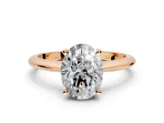 Solitaire Engagement Ring Setting for Oval Center with Knife Ridge Band and Claw Prong Head in Rose Gold