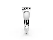 Tension Engagement Ring Setting for Emerald Cut Center with Wide Flat Band and Tension Head in Sterling Silver