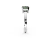 Solitaire Engagement Ring Setting for Fancy Green Princess Cut Center with Plain Band and Flat Tab Prong Head in Platinum