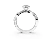 Solitaire Engagement Ring Setting for Oval Center with Bar-Station Pave Twist and Prong Head in Sterling Silver
