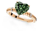 Rope Engagement Ring Setting for Fancy Green Heart-Shaped Center with Accent Shoulders and Prong Head in Rose Gold