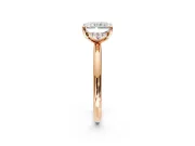 Hidden Halo Engagement Ring Setting for Radiant Cut Center with Thin Rounded Band and Prong Head in Rose Gold
