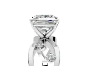 Solitaire Engagement Ring Setting for Princess Cut Center with Criss-Cross Accent Band and Prong Head in Sterling Silver