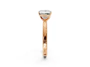 Solitaire Engagement Ring Setting for Princess Cut Center with Engraved Milgrain Band and Prong Head in Rose Gold