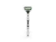 Solitaire Engagement Ring Setting for Fancy Green Asscher Cut Center with Bamboo Band and Prong Head in Platinum