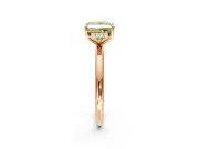 Hidden Halo Engagement Ring Setting for Fancy Yellow Princess Cut Center with Thin Round-Wire Band and Prong Head in Rose Gold