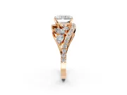 Halo Engagement Ring Setting for Radiant Cut Center with Marquise and Pave Bypass Band and Prong Head in Rose Gold