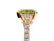 Solitaire Engagement Ring Setting for Fancy Yellow Emerald Cut Center with Widening Pave Band and Claw Prong Head in Rose Gold