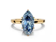 Solitaire Engagement Ring Setting for Fancy Blue Marquise Center with Plain Band and Tulip Prong Head in Yellow Gold