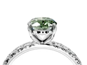 Solitaire Engagement Ring Setting for Fancy Green Oval Center with Shared-Prong Accents and Prong Head in Sterling Silver