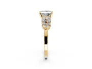 Cluster Engagement Ring Setting for Princess Cut Center with 2-Row Shoulder Clusters and Prong Head in Yellow Gold