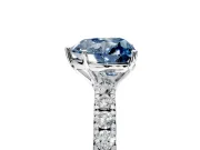 Solitaire Engagement Ring Setting for Fancy Blue Heart-Shaped Center with Large Accent Band and Prong Head in Sterling Silver