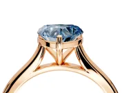 Solitaire Engagement Ring Setting for Fancy Blue Heart-Shaped Center with Narrow Cathedral Band and Prong Head in Rose Gold