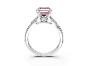 Solitaire Engagement Ring Setting for Fancy Pink Asscher Cut Center with Pave Rail Split Shank and Prong Head in Platinum