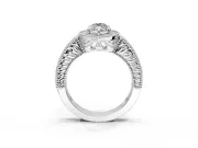 Milgrain Halo Engagement Ring Setting for Marquise Center with Pave Band and Prong Head in Platinum