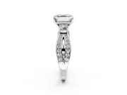 3 Stone Engagement Ring Setting for Asscher Cut Center with Pave Twist Band and Prong Head in Platinum