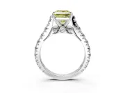 Solitaire Engagement Ring Setting for Fancy Yellow Princess Cut Center with Pave Cathedral Shoulders and Prong Head in Sterling Silver