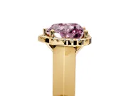 Halo Engagement Ring Setting for Fancy Pink Heart-Shaped Center with Knife Ridge Cathedral Band and Prong Head in Yellow Gold